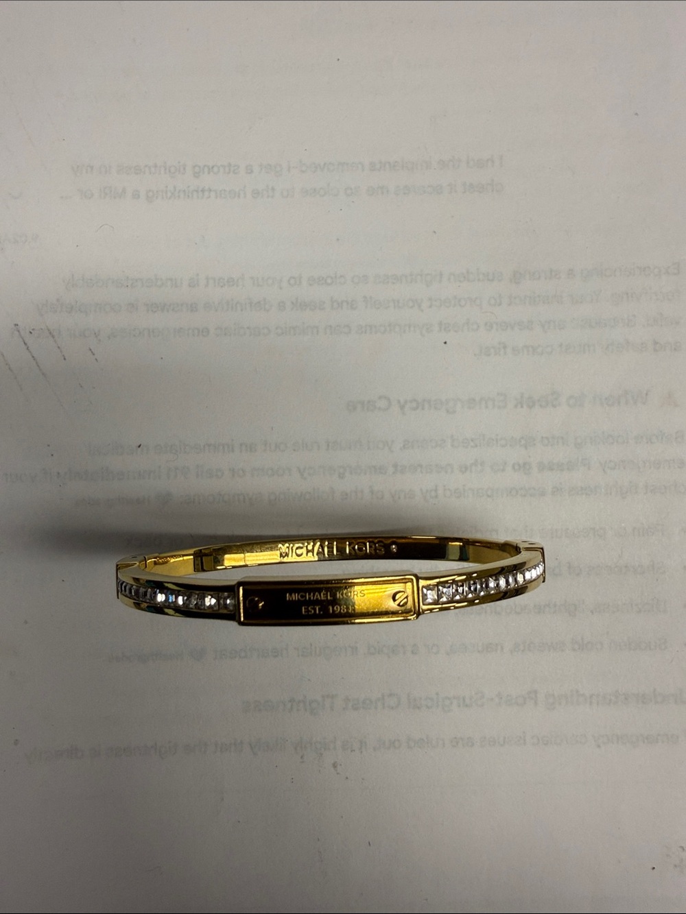 Michael Kors Gold Crystal-Embellished Hinged Bangle